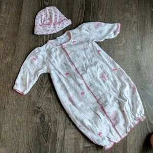 Newborn Girls Sleep Gown and Hat
